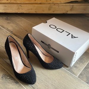 Aldo black sparkly heels size 6.5